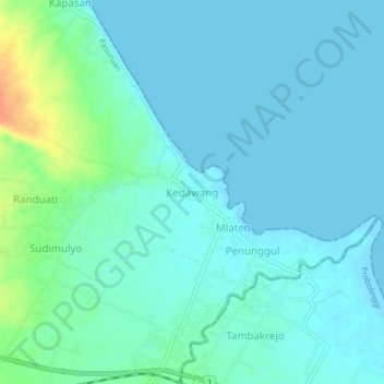 Топографическая карта Kedawang, высота, рельеф