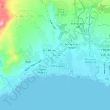 Топографическая карта Santo Domingo, высота, рельеф