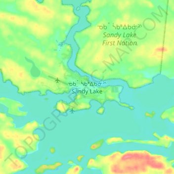 Топографическая карта Sandy Lake, высота, рельеф