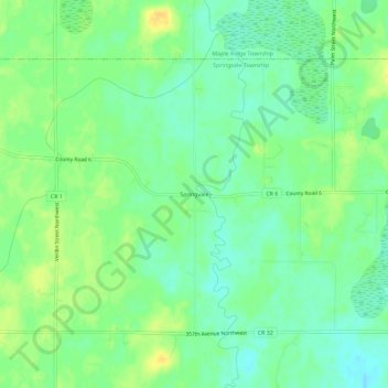 Топографическая карта Springvale, высота, рельеф