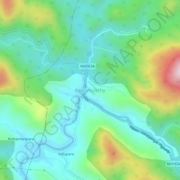 Топографическая карта Angamoozhy, высота, рельеф