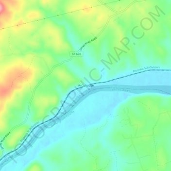 Топографическая карта McCullough, высота, рельеф