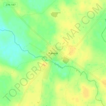 Топографическая карта Канаш, высота, рельеф