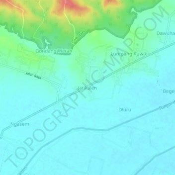 Топографическая карта Jatikalen, высота, рельеф