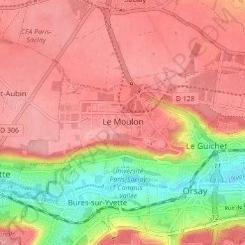 Топографическая карта Le Moulon, высота, рельеф