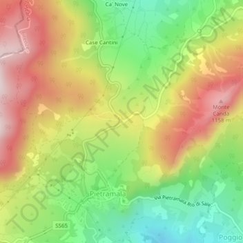 Топографическая карта Passo della Raticosa, высота, рельеф