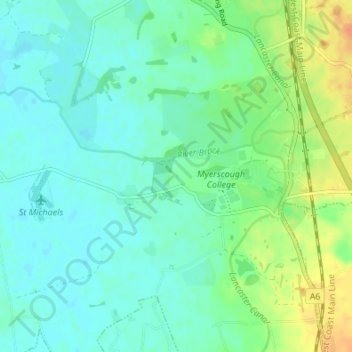 Топографическая карта Myerscough, высота, рельеф