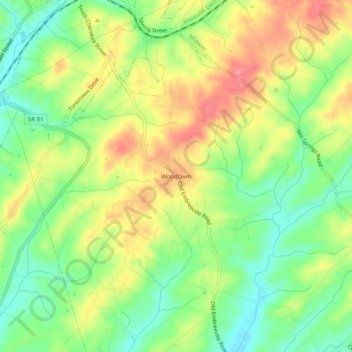 Топографическая карта Woodlawn, высота, рельеф