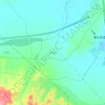 Топографическая карта 东纯村, высота, рельеф