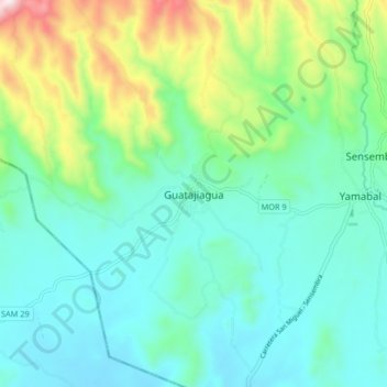 Топографическая карта Guatajiagua, высота, рельеф