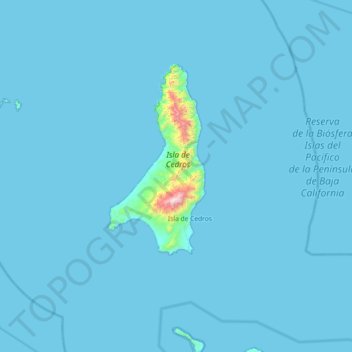 Топографическая карта Isla de Cedros, высота, рельеф