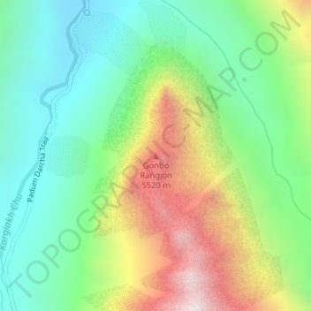Топографическая карта Gonbo Rangjon, высота, рельеф
