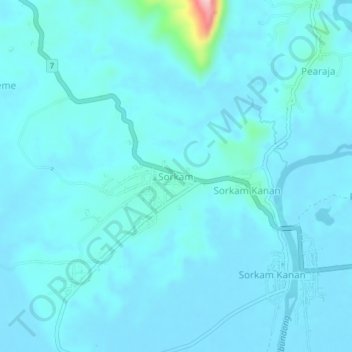 Топографическая карта Sorkam, высота, рельеф