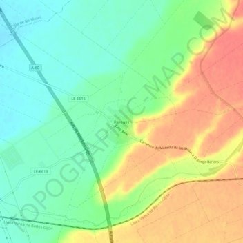 Топографическая карта Reliegos, высота, рельеф