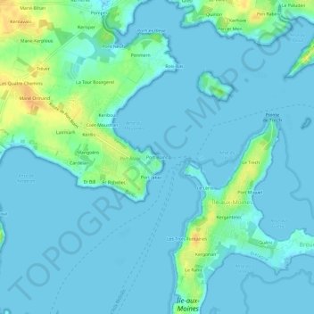Топографическая карта Port Blanc, высота, рельеф