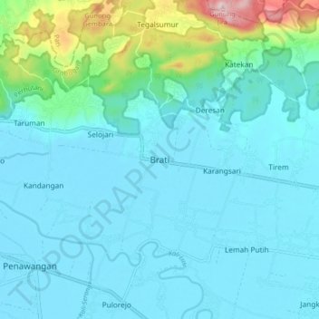 Топографическая карта Brati, высота, рельеф