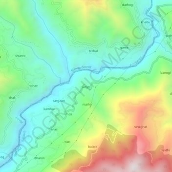 Топографическая карта Gajyo, высота, рельеф