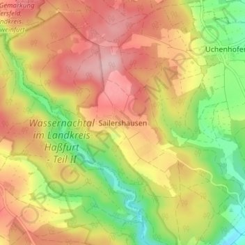 Топографическая карта Sailershausen, высота, рельеф