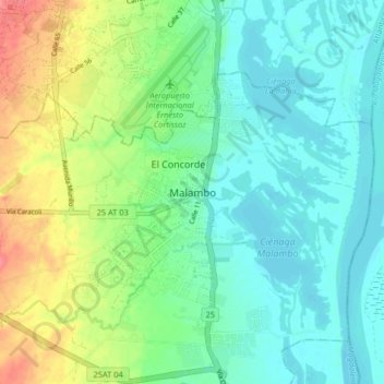 Топографическая карта Malambo, высота, рельеф