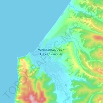Топографическая карта Александровск-Сахалинский, высота, рельеф
