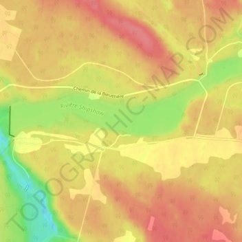 Топографическая карта Lac Sébastien, высота, рельеф