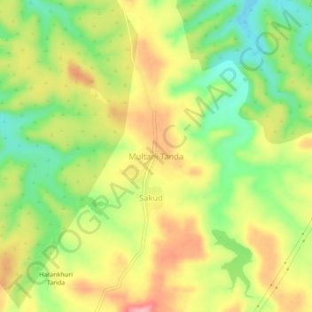 Топографическая карта Multani Tanda, высота, рельеф