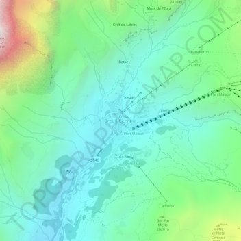Топографическая карта Breuil-Cervinia, высота, рельеф