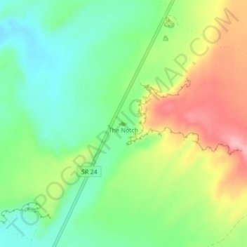 Топографическая карта The Notch, высота, рельеф