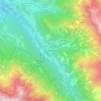 Топографическая карта Trinità, высота, рельеф