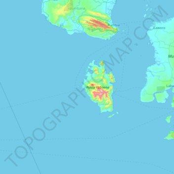 Топографическая карта Kabaena, высота, рельеф
