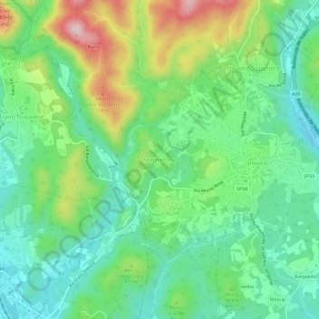 Топографическая карта Mornerona, высота, рельеф