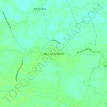 Топографическая карта Jalpa de Méndez, высота, рельеф