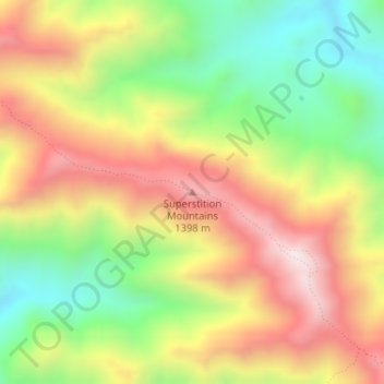 Топографическая карта Superstition Mountains, высота, рельеф