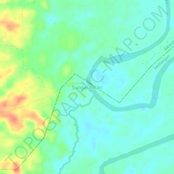 Топографическая карта Sungai Rotan, высота, рельеф