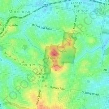 Топографическая карта Esquiline Hill, высота, рельеф
