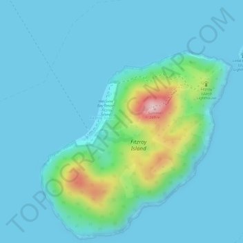 Топографическая карта Fitzroy Island, высота, рельеф