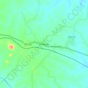 Топографическая карта Jarmundi, высота, рельеф