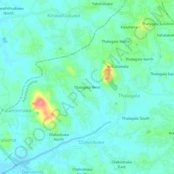 Топографическая карта Thalagala West, высота, рельеф