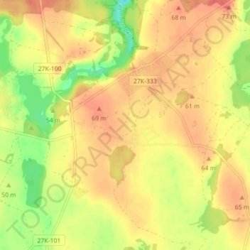 Топографическая карта Ракитное, высота, рельеф