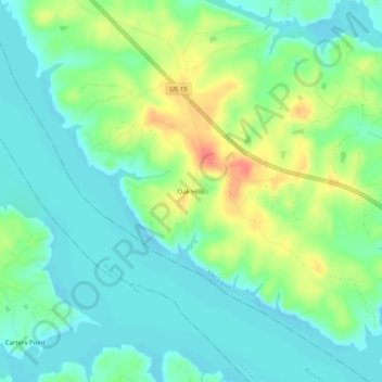 Топографическая карта Oak Hills, высота, рельеф