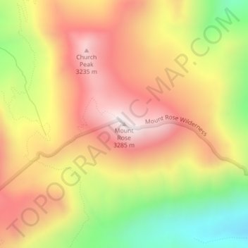Топографическая карта Mount Rose, высота, рельеф