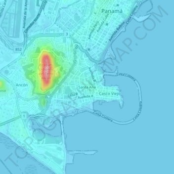 Топографическая карта Santa Ana, высота, рельеф