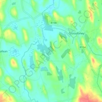 Топографическая карта Cornamucklagh, высота, рельеф