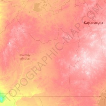 Топографическая карта Карагандинская область, высота, рельеф