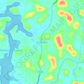 Топографическая карта Kodassery, высота, рельеф