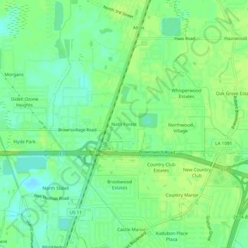 Топографическая карта Noth Forest, высота, рельеф