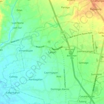 Топографическая карта Laoac, высота, рельеф