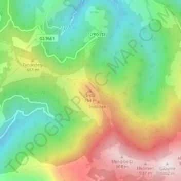 Топографическая карта Indo, высота, рельеф