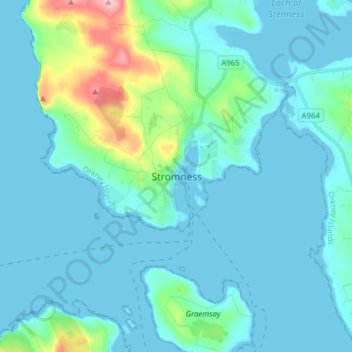 Топографическая карта Stromness, высота, рельеф
