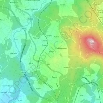 Топографическая карта Ardarís, высота, рельеф